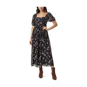 Wallflower Black Floral Square-Neck Maxi Dress
